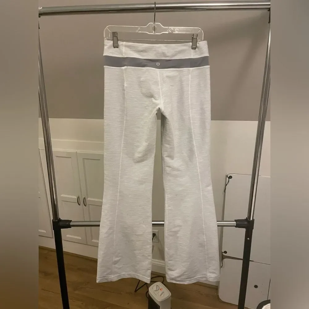 Lululemon Groove Pant Denim womens white gray wide leg legging yoga pants sz 6